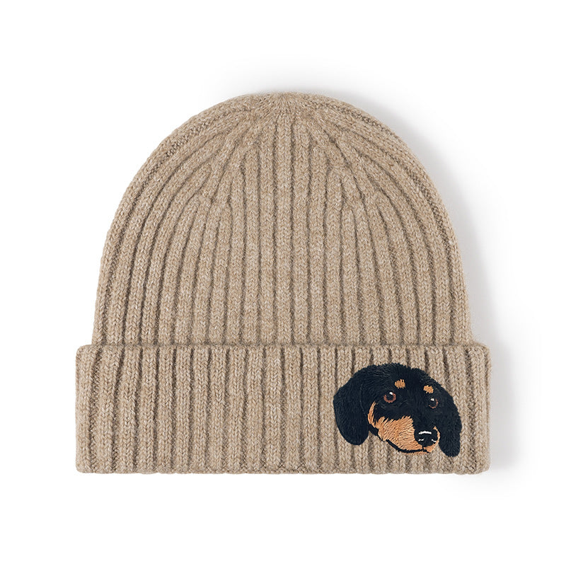 Dachshund Embroidered Knit Hat