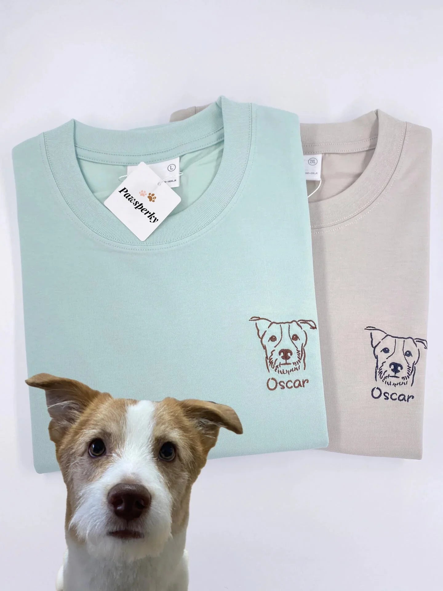 Custom Pet Portrait Embroidered Outline T-shirt
