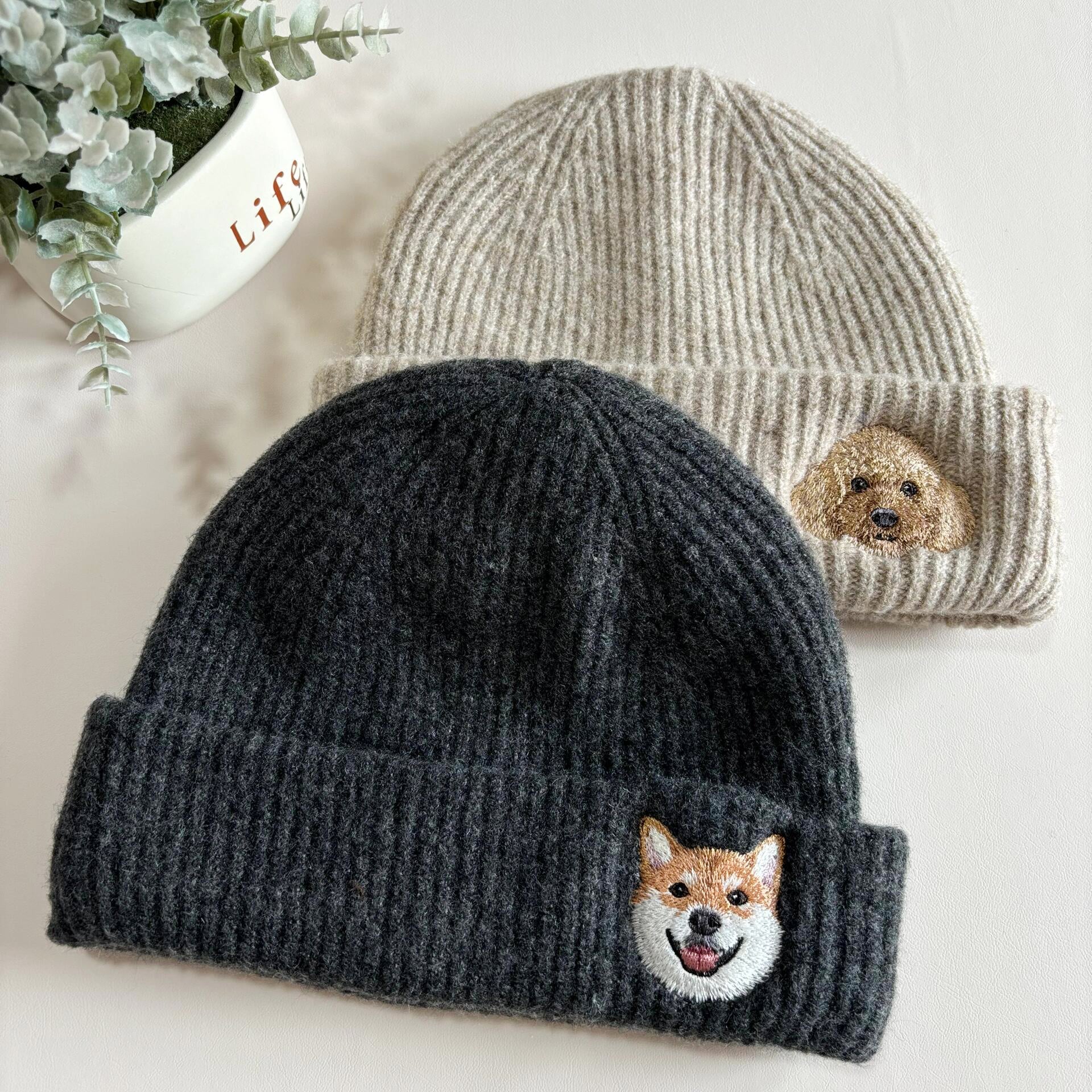 Custom Pet Embroidered Knit Beanie