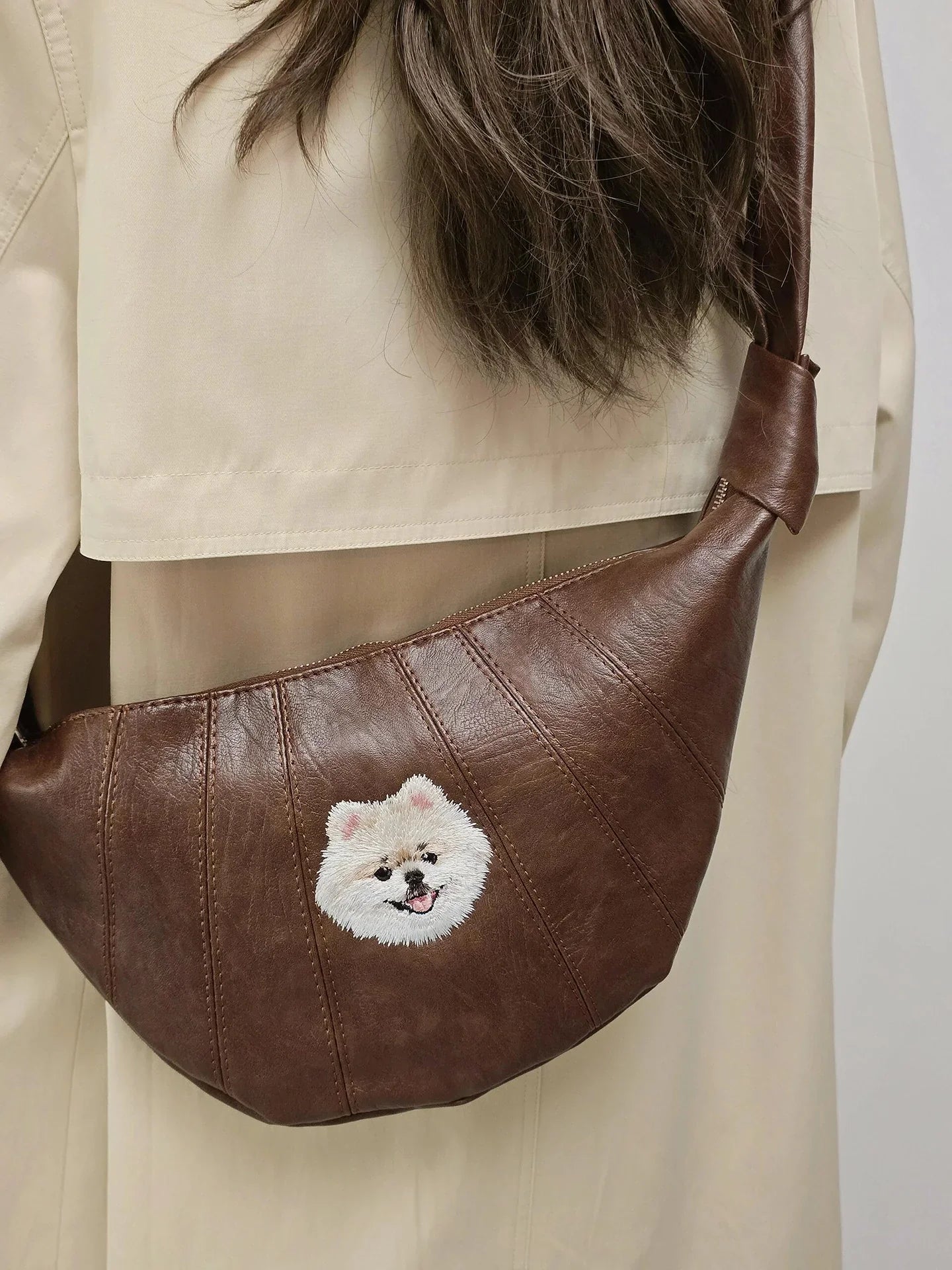 Custom Pet Portrait Leather Horn Bag