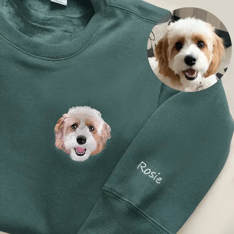 Custom Pet Portrait Embroidered Sweatshirt