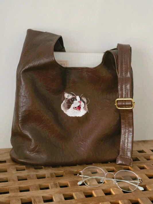 Custom Pet Embroidery Shoulder Bag with Inner Pouch