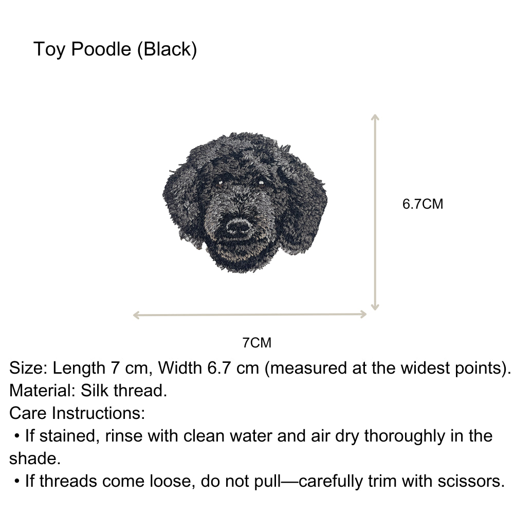 Toy Poodle (Black) Embroidered Sticker Patch