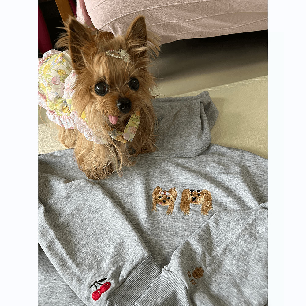 Custom Pet Portrait Embroidered Hoodie