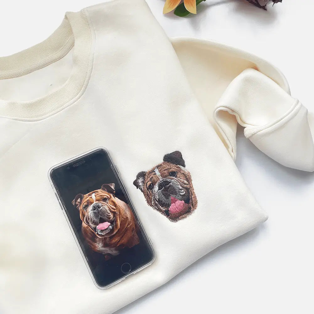 Custom Pet Portrait Embroidered Sweatshirt