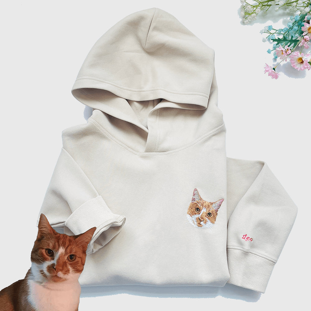 Custom Pet Portrait Embroidered Hoodie