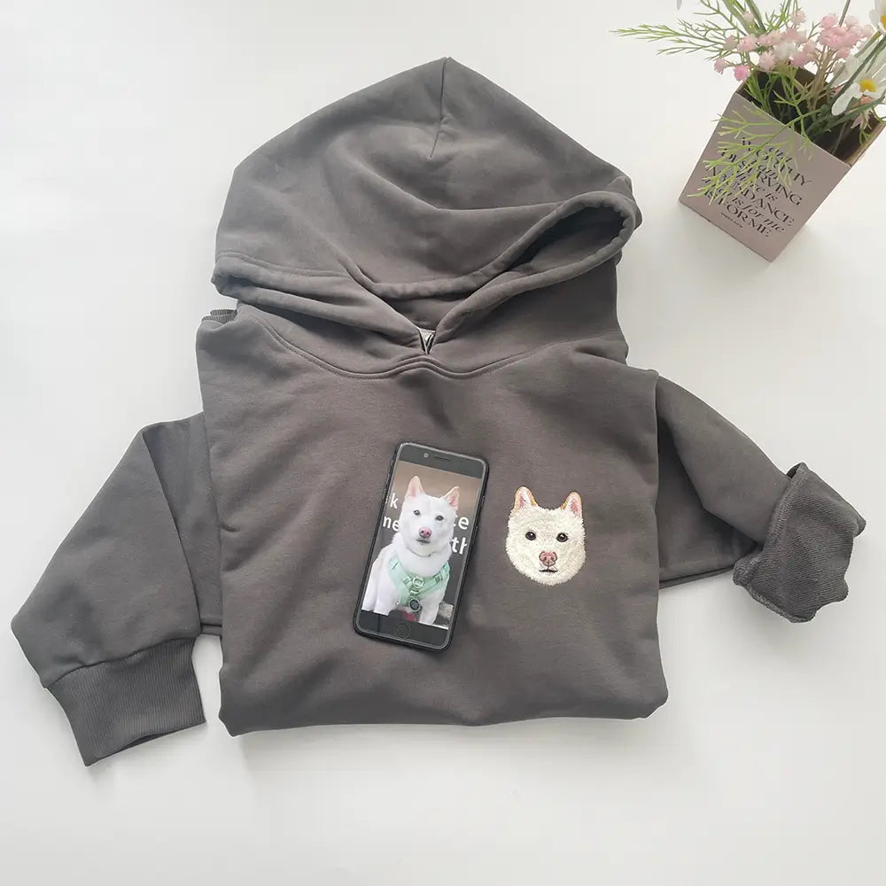 Custom Pet Portrait Embroidered Hoodie