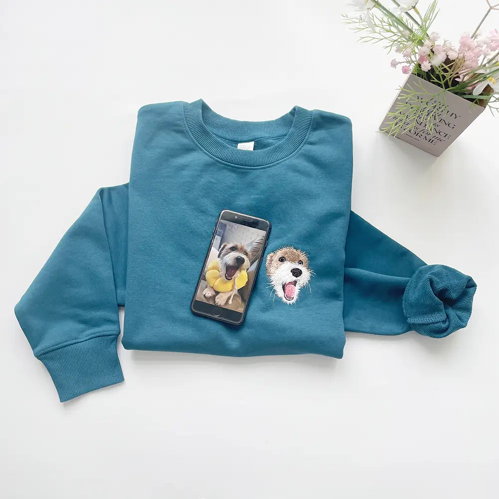 Custom Pet Portrait Embroidered Sweatshirt