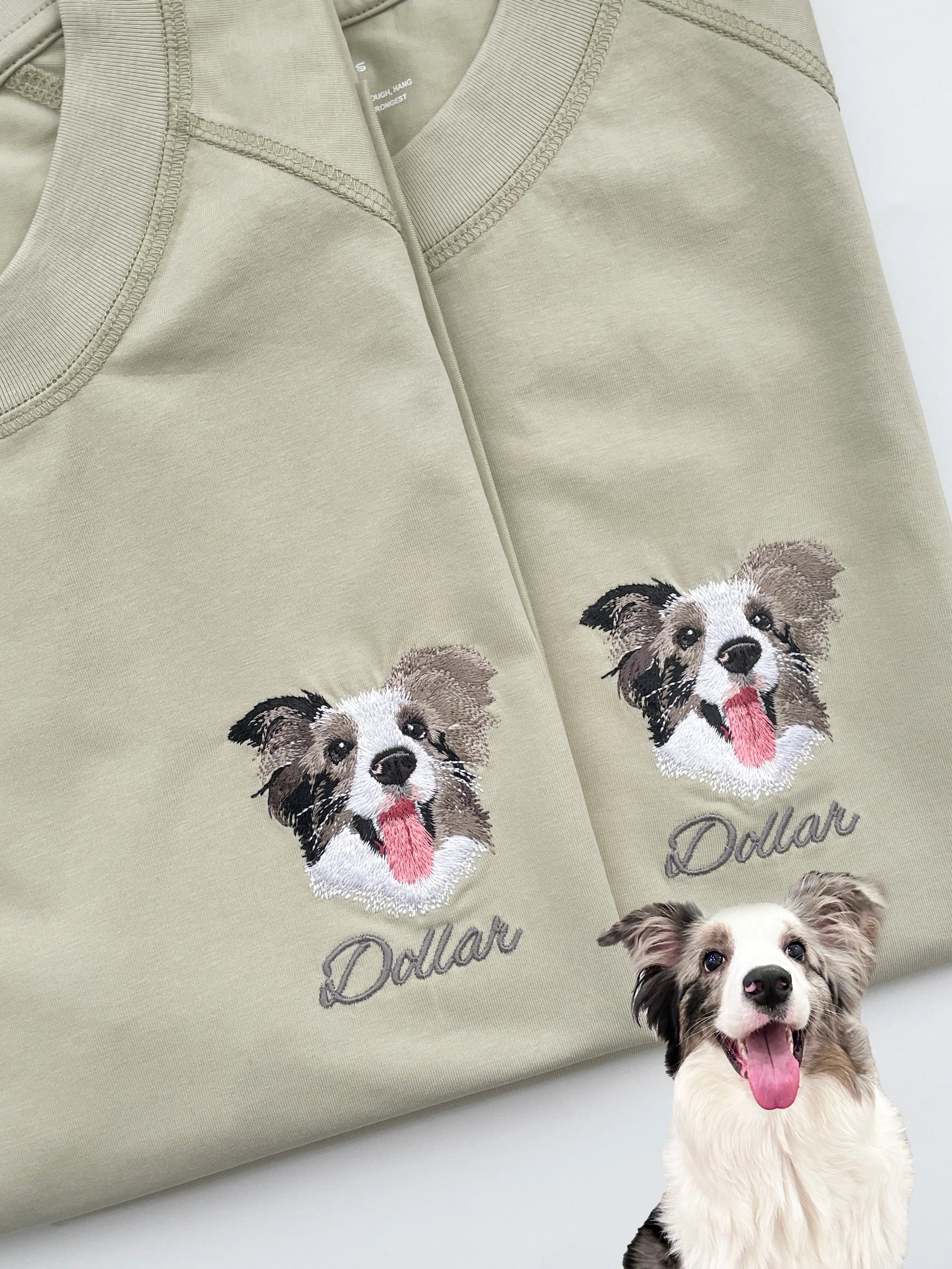 Custom Pet Portrait Embroidered T-shirt