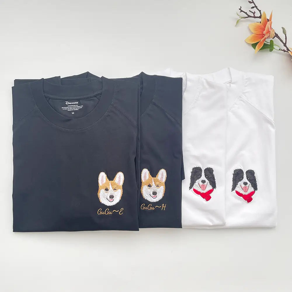 Custom Pet Portrait Embroidered T-shirt