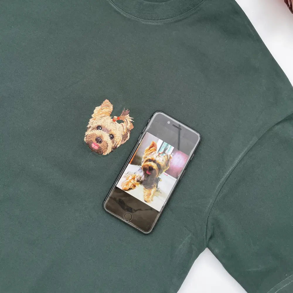 Custom Pet Portrait Embroidered T-shirt