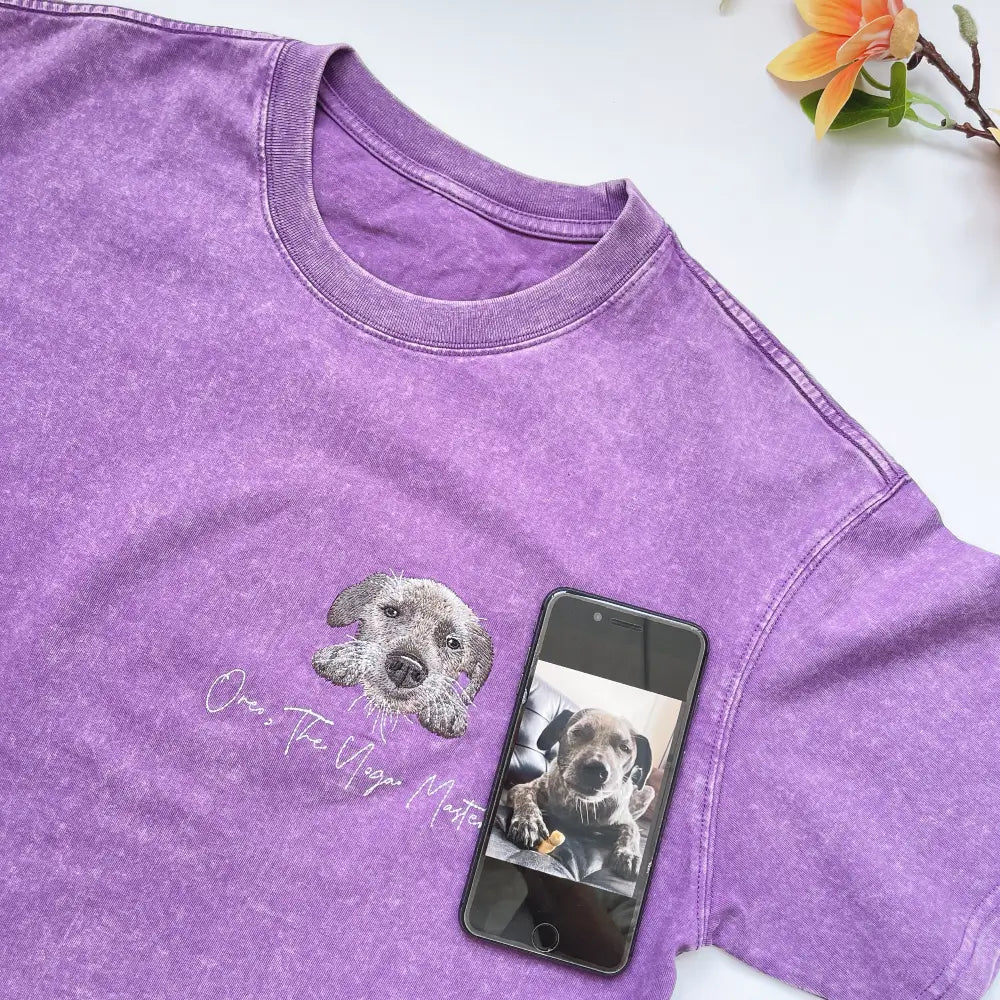 Custom Pet Portrait Embroidered T-shirt