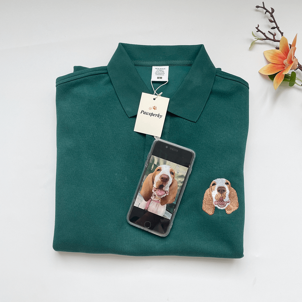 Custom Pet Portrait Embroidered POLO Shirt