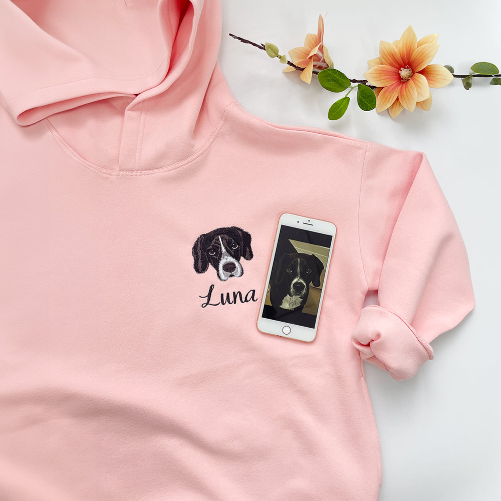 Custom Pet Portrait Embroidered Hoodie