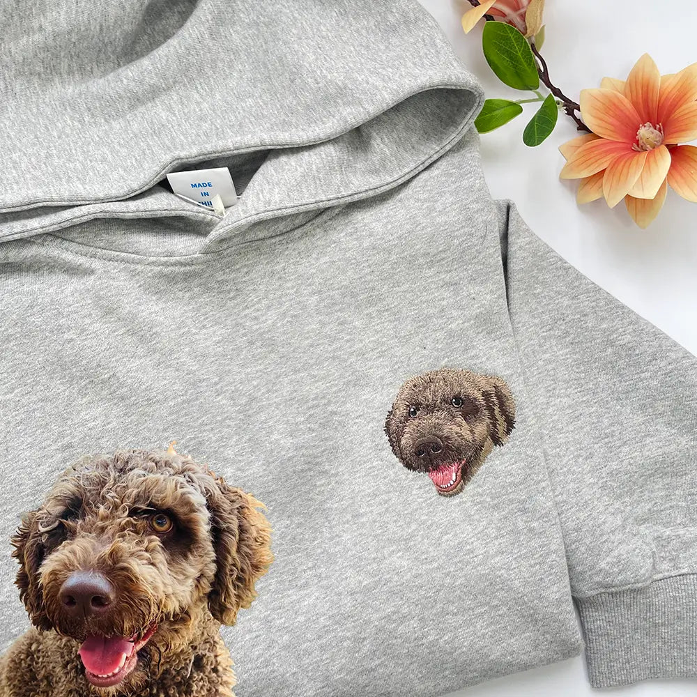 Custom Pet Portrait Embroidered Hoodie