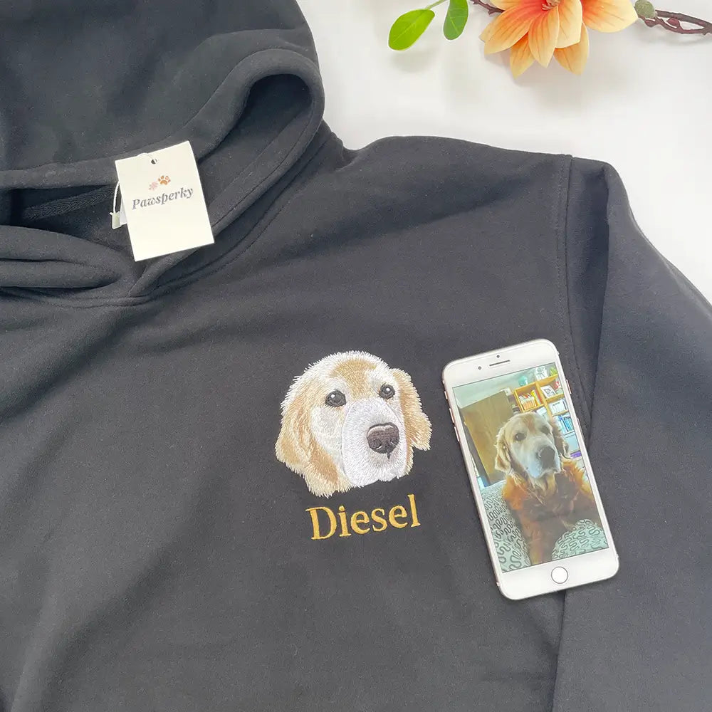 Custom Pet Portrait Embroidered Hoodie