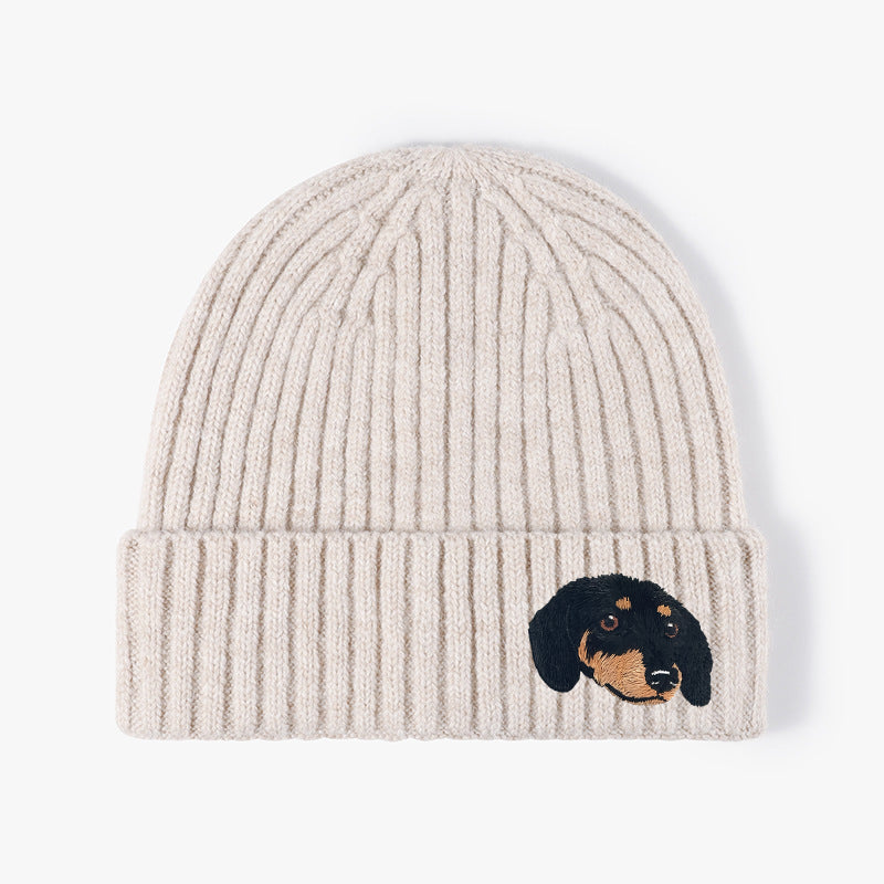 Dachshund Embroidered Knit Hat