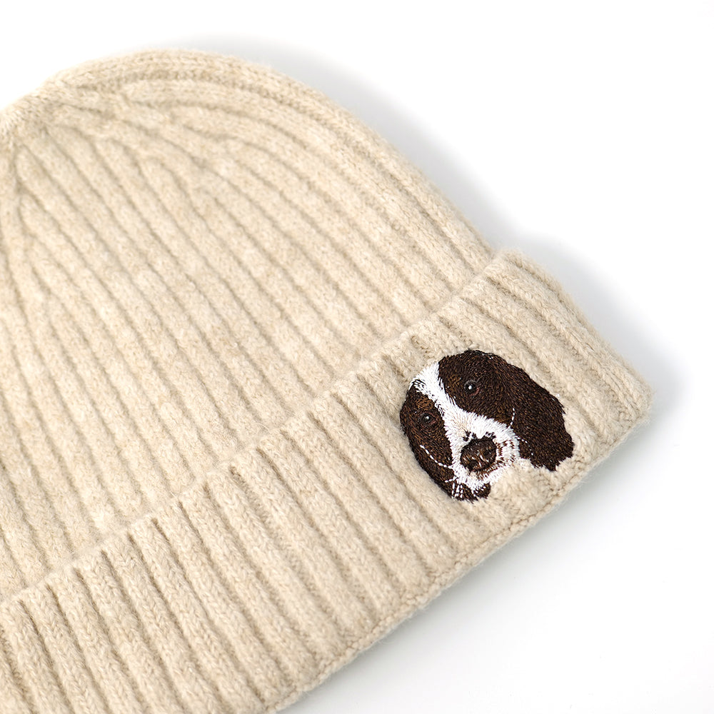 Springer Spaniel Embroidered Wool Knit Beanie