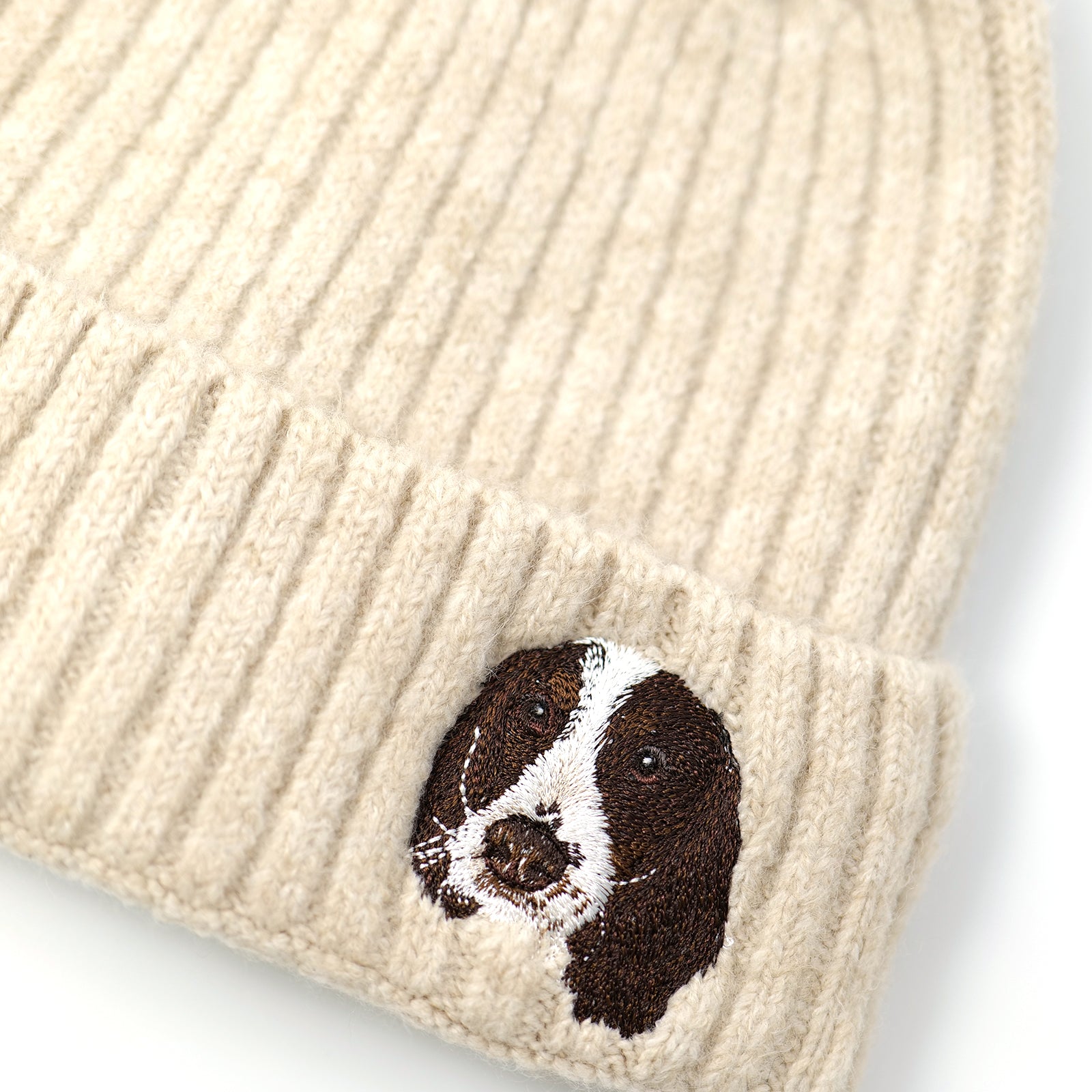 Springer Spaniel Embroidered Wool Knit Beanie