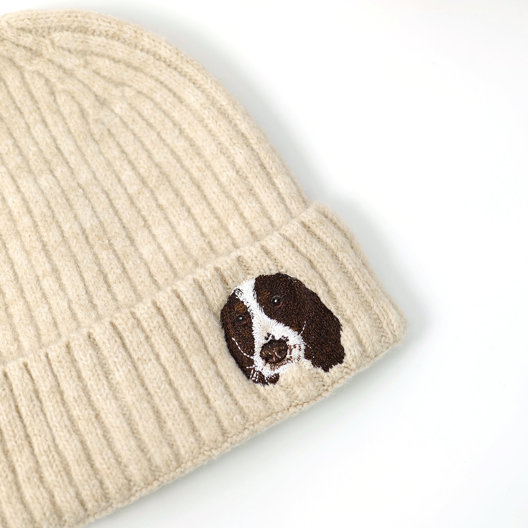 Springer Spaniel Embroidered Wool Knit Beanie