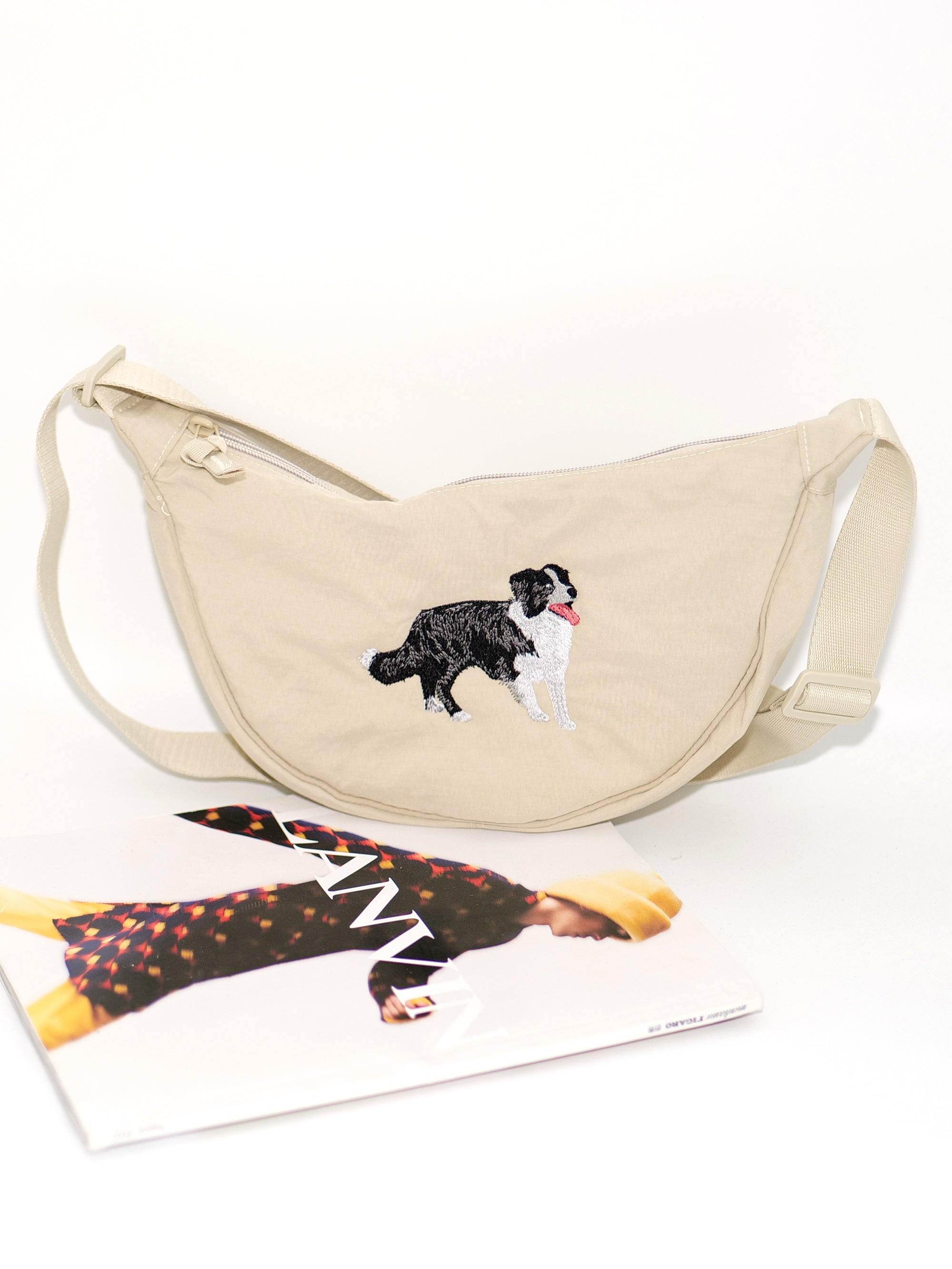 Border Collie Embroidered Dumpling Bag