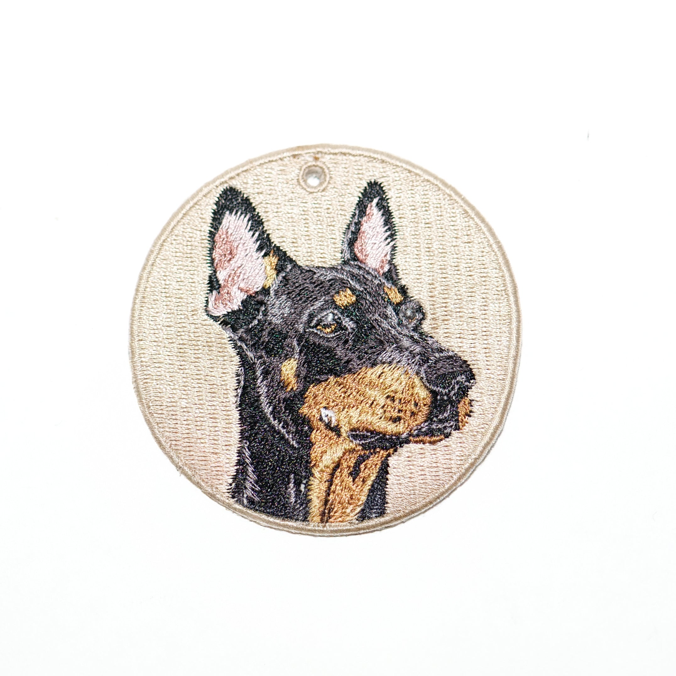 Double-Sided Embroidered Doberman Keychain