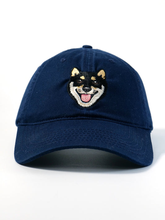 Black Shiba Inu Embroidered Baseball Cap