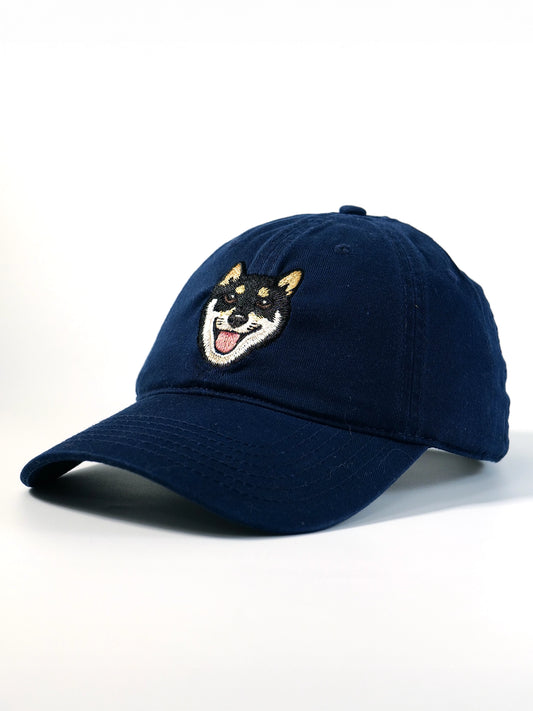 Black Shiba Inu Embroidered Baseball Cap