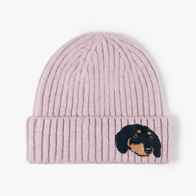 Dachshund Embroidered Knit Hat